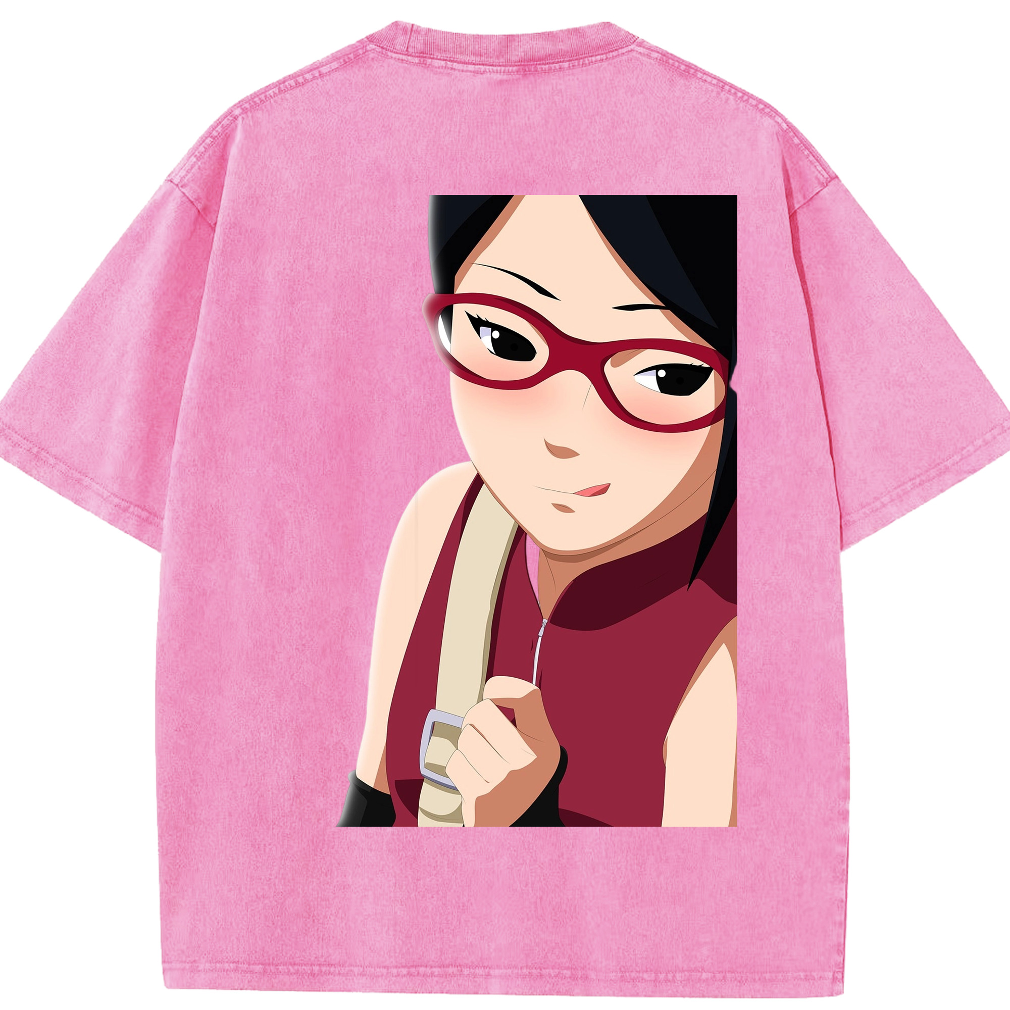 （画像用） NARUTO -ナルト- うちは サラダ Uchiha Sarada 綿100% ヴィンテージ風 半袖Tシャツ（背面プリント）